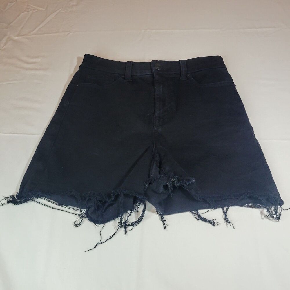 American Eagle 2 Hi Rise Shortie Womens Black Denim Frayed Cutoff Jean Shorts
